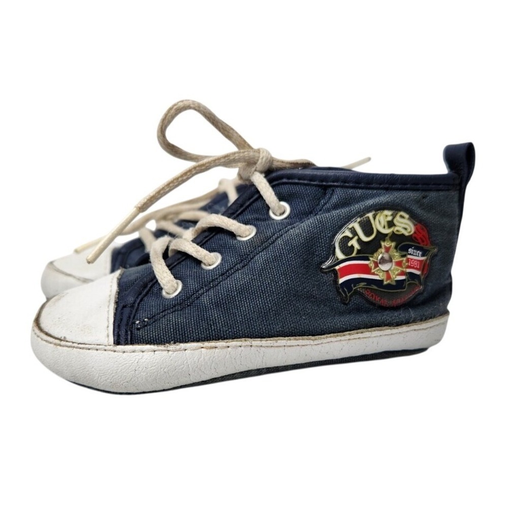 Baby Toddler Guess Denim Hi Top Sneakers Shoes Blue 4 Cute Preppy Baby Shower‎